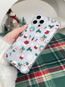 Carcasă pentru telefon cu grafică din turtă dulce de Crăciun 1buc, transparentă, groasă, compatibilă cu IPhone11/12/13/14, 11Pro/12Pro/13Pro/14Pro, XR, 15/15PRO/15PROMAX, 16/16PRO/16PROMAX; Galaxy A05/A15/A25/A35/A53/A54/A55/S23/S24 - Multicolor - Vizualizare 3