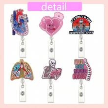 6 cuộn huy hiệu y tá có thể thu vào, giá đỡ huy hiệu y tá vui nhộn, cuộn huy hiệu cho con bú dễ thương cho ngày y tá, lễ tốt nghiệp, quà tặng Giáng sinh - Nhiều màu - Xem 4