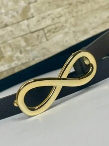 Thin Infinity Belt, Various Colors, Gold Buckle - 黑色 - 查看 2