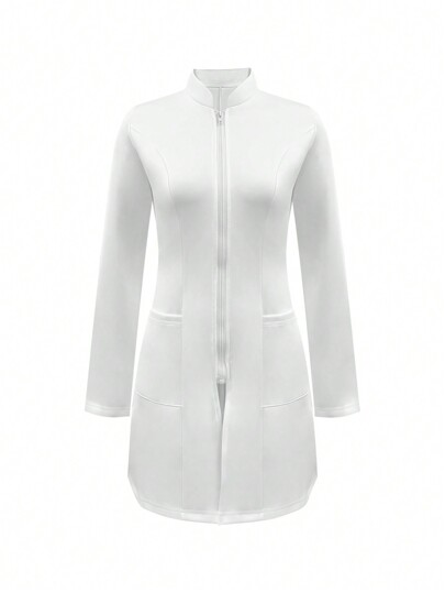 cimmuovere Zipper Front Pocket Lab Coat