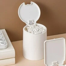 Mini Storage Box With Lid, Portable Pop-Up Organizer Box, Plastic Desktop Organizer Bucket, Dust-Proof Clean Swab Sorting Box, Suitable For Storing Cosmetics/Dental Floss/Paper Clips/Pins/Makeup Pads/Rubber Bands/Jewelry/Craft Supplies, Desk Drawer Organizer (Square/Round)