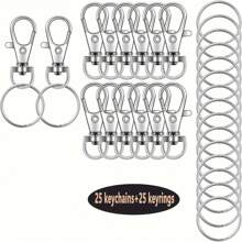 20/50/100 piezas Llavero con giro en forma de corazón - Mosquetón de metal colorido con muelle, apto para manualidades DIY, joyería, cordones y accesorios, aleación de zinc - Plateado - Ver 15