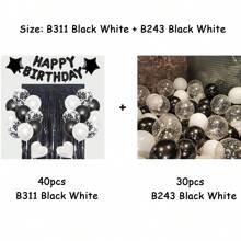 Birthday Party Decorations - Happy Birthday Balloon Banner, Gold Foil Tassel Curtain, Suitable For Men And Women, Birthday Party Decorations - Black and White - View 4