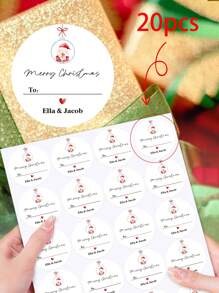 54/20pcs Personalized Custom Christmas Stickers, Custom Named Christmas Gift Stickers, Elegant Holiday Gift Packaging Labels, Custom Christmas Stickers Suitable For Holiday Party Gift Labels, Holiday Gift Packaging Stickers, Wedding Souvenir Label Stickers, Cookie Packaging Bag Stickers,Festive Calendar - Multicolor - View 12