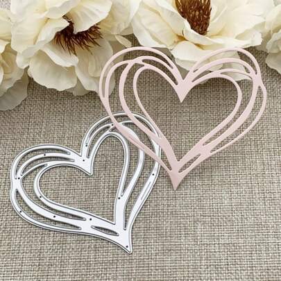1pc Heart-Shaped Metal Cutting Dies For DIY Scrapbooking, Embossing, Handmade Cutting Template, Birthday Card, Holiday Embossed Card Decoration - Valentine Heart