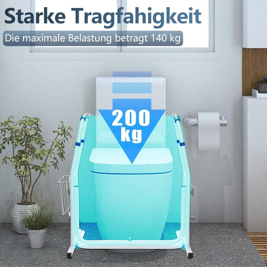 Lospitch Ausilio mobile per WC regolabile in altezza con cestello