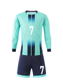 儿童和青少年新款休闲运动训练速干长袖运动服套装，适合休闲、运动、足球、团体活动，7 号