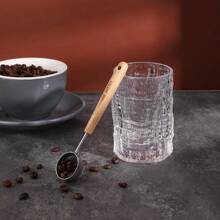 1 PIEZA/Cuchara de café vintage para medir, cuchara para café molido de acero inoxidable con mango de madera largo, cuchara de medición metálica para café, té y miel, ideal para volver al colegio