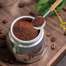 1 PIEZA/Cuchara de café vintage para medir, cuchara para café molido de acero inoxidable con mango de madera largo, cuchara de medición metálica para café, té y miel, ideal para volver al colegio