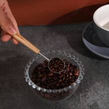 1 PIEZA/Cuchara de café vintage para medir, cuchara para café molido de acero inoxidable con mango de madera largo, cuchara de medición metálica para café, té y miel, ideal para volver al colegio