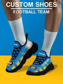 Men's Los Angeles Football Designed Sneakers, Custom Logo Custom Name Customization Lightweight Comfortable Soft Bottom Sneakers For Men, Gym Training Breathable Tennis Shoes Unique Gift For Mom/Dad/Her/Him/Girlfriend/Boyfriend/Wife/Husband/Friend ﻿ - Black - View 6