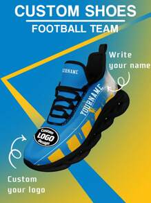 Men's Los Angeles Football Designed Sneakers, Custom Logo Custom Name Customization Lightweight Comfortable Soft Bottom Sneakers For Men, Gym Training Breathable Tennis Shoes Unique Gift For Mom/Dad/Her/Him/Girlfriend/Boyfriend/Wife/Husband/Friend ﻿ - Black - View 2