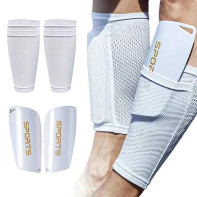 Set de 2 piezas Espinilleras de fútbol y manguitos de pierna doble capa diseñados para partidos de fútbol