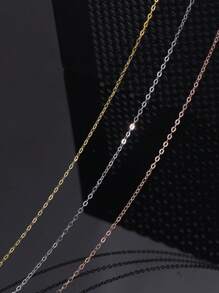 1pc S925 Sterling Silver Chain Necklace - Elegant Minimalist Design, No Plating, Solid 925 Silver, Collarbune Length, Suitable For Daily And Gifting Occasions, High-End Classic Chain Necklace - No Pendant O-Shape Chain Sweater Length Jewelry