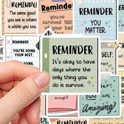 50pcs Cartoon Doodle Reminder Stickers, Suitable For DIY Decoration On Notebooks, Laptops, IPads, Guitars, Water Bottles, Phone Cases, Etc.