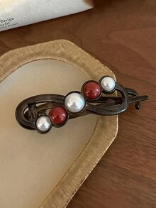 1 件简约珍珠夹，优雅枕骨发夹 - 8字珍珠扭夾 - 查看 6