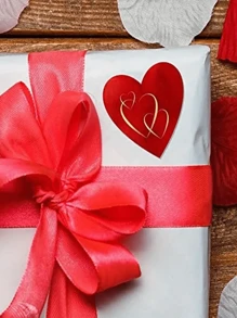 每卷 500 张闪亮心形贴纸，适合情人节、母亲节、婚礼、礼物、教师节、复活节礼物的浪漫贴纸，防水 PVC 贴纸 - 彩色 - 查看 11