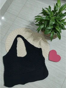 WOMEN'S KNITTED/CROCHET BAG NEW FOR SUMMER BEACH FASHION - 黑色 - 查看 3