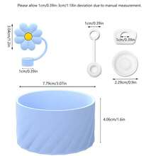 9 chiếc/Bộ phụ kiện cốc, ủng bảo vệ bằng silicon, 2 ống hút hoa, 3 nút chặn chống tràn bằng silicon cho cốc 40oz có nắp, tay cầm và 2 ống hút và 1 chổi - Nhiều màu - Xem 2