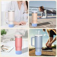 9 chiếc/Bộ phụ kiện cốc, ủng bảo vệ bằng silicon, 2 ống hút hoa, 3 nút chặn chống tràn bằng silicon cho cốc 40oz có nắp, tay cầm và 2 ống hút và 1 chổi - Nhiều màu - Xem 4