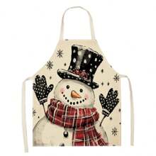 1PC Christmas Tree Turkey Santa Hat Snowman Christmas Gift 3D Pattern Linen Apron For Home Cooking, Kitchen Wear, And Cooking Enthusiasts - Multicolor - View 13