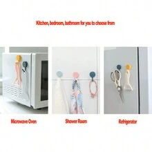 1 个粘性挂钩，马卡龙色圆形壁挂架，防损坏钥匙挂钩，无需钻孔 - 彩色 - 查看 7