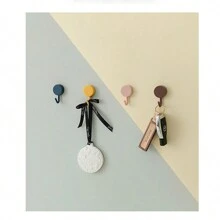 1 个粘性挂钩，马卡龙色圆形壁挂架，防损坏钥匙挂钩，无需钻孔 - 彩色 - 查看 5