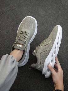 小众设计黑白撞色透气网眼休闲运动鞋，轻便户外情侣运动鞋 - 棕色 - 查看 8