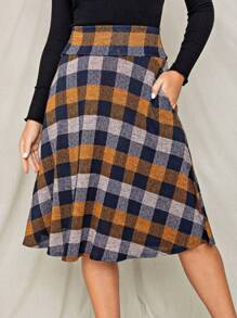 Boho Retro Knee Length Skirt Ditsy Floral - Mustard Yellow - View 4