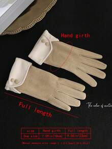 1 双简约加厚保暖触屏手套，女士休闲风格，秋冬 - 彩色 - 查看 2