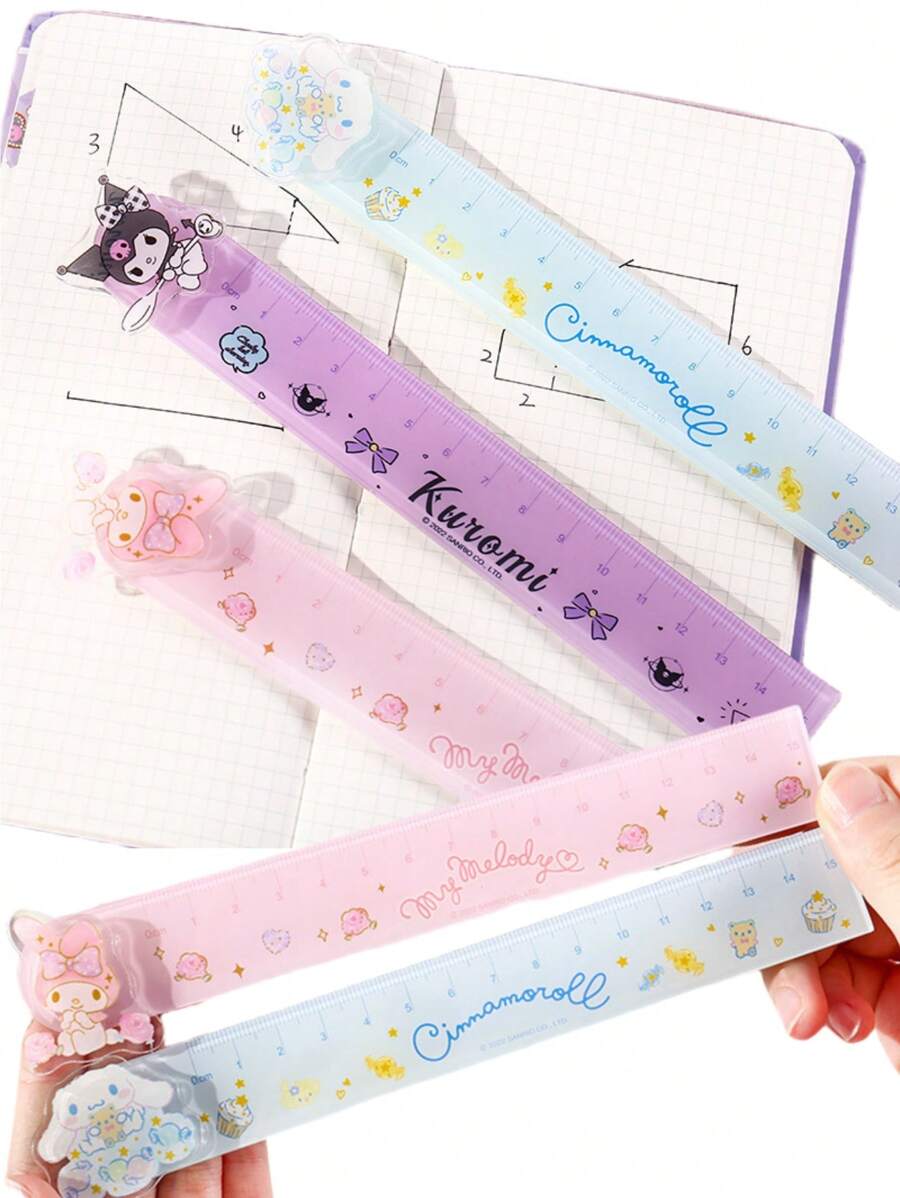 Sanrio 1pc Ruler Hello Kawaii Kitty Kuromi My Melody Cinnamoroll Cartoon 15cm Ruler Kawaii Stationery Back To School Season Gift