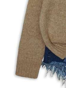 Korean Style Colorblock Cat Print Loose Casual Knit Pullover Sweater - Brown - View 7