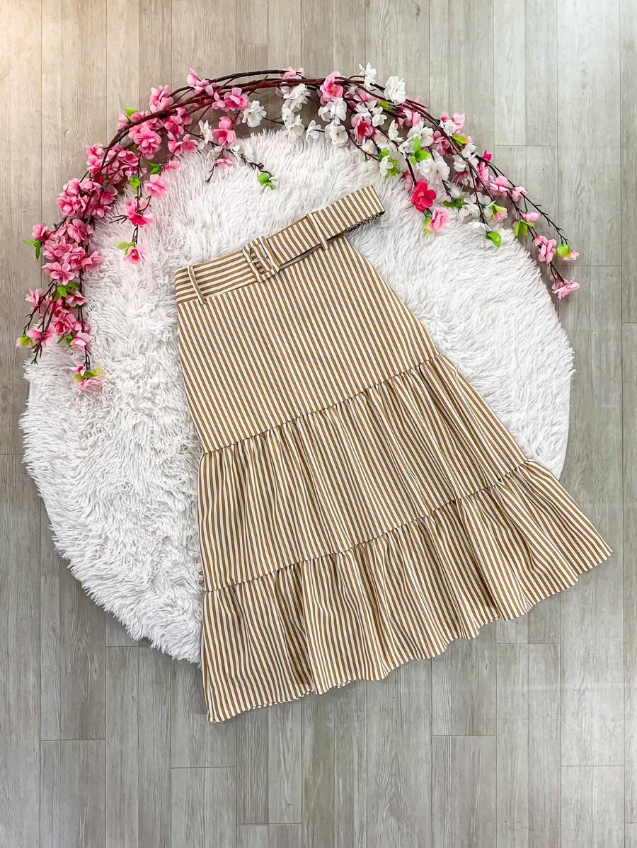 3 Marias Skirt With Striped Midi Belt Evangelical Fashion Launch - Apricot - View 1