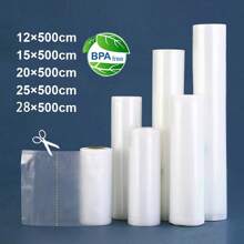 500 cm Bolsas de almacenamiento de alimentos frescos - 1 rollo de bolsas de vacío para alimentos - Máquina de sellado al vacío para preservar los alimentos frescos por mucho tiempo - La bolsa de envasado al vacío es adecuada para todas las máquinas de envasado al vacío, almacenamiento, organizador, cocina, viaje, artículos de cocina, utensilios de cocina, cosas de cocina.