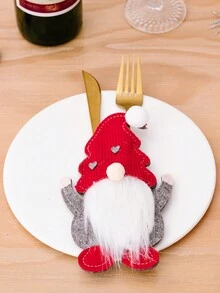 1 Bộ đồ ăn Rudolph với mũ đỏ và râu trắng Ông già lùn Quả bóng Giáng sinh Dao, nĩa và đũa được cá nhân hóa Trang trí thích hợp cho tiệc cưới tại nhà khách sạn - Nhiều màu - Xem 14