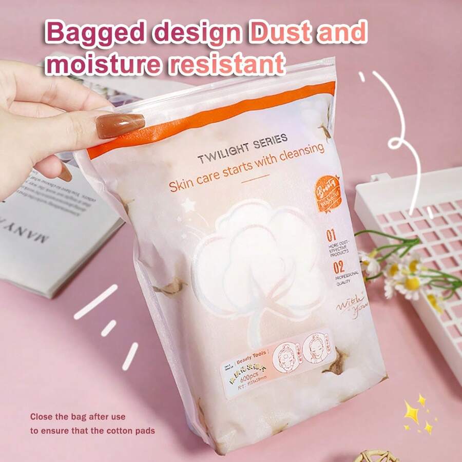 1PC Thin Cotton Pads 600 Pieces Of Water-Saving Skin-Friendly Makeup Remover Pad Soft Non-Flaky Wet Application - White - View 1