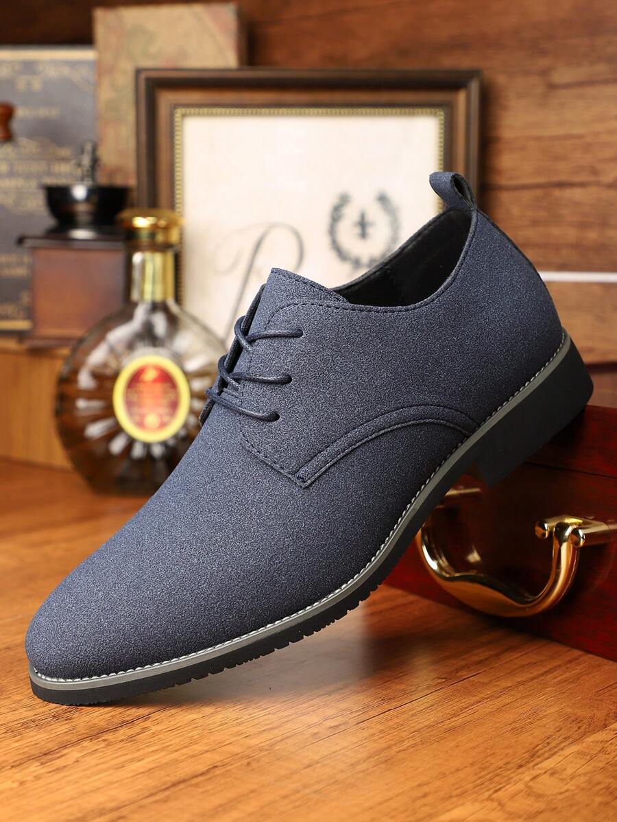 Men's Casual Leather Shoes, Breathable Canvas Fabric, Soft Sole, Odor-Resistant, Business/ Summer - Blue - View 1
