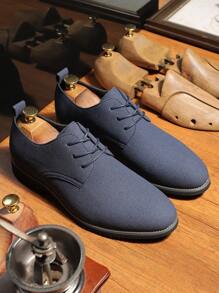 Men's Casual Leather Shoes, Breathable Canvas Fabric, Soft Sole, Odor-Resistant, Business/ Summer - Blue - View 3