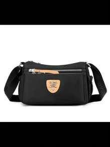 Simple Ladies Waterproof Nylon Canvas Bag - 黑色 - 查看 1