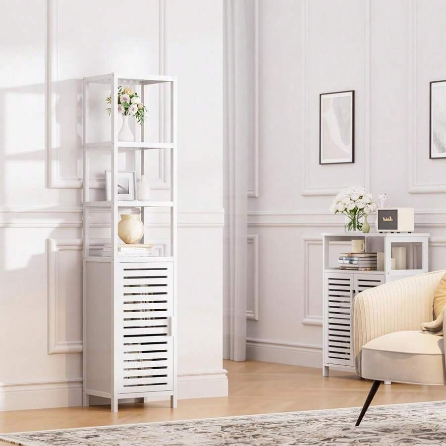 Bathroom Floor 6 Tier Tall Thin Linen Tower Storage