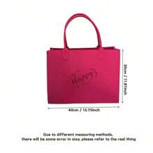 1pc Felt Tote Bag, Versatile Felt Shopping Handbag For Commuting, Spacious & Stylish,Boho Vibes
