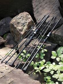 SOUGAYILANG Caña de pescar de carbono ultraligera para lanzar/girar de 2-6 libras, 2,1 m, portátil, de 4 secciones, caña de pescar de señuelo con mango antideslizante cómodo, equipo de pesca