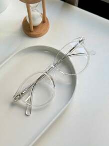 Unisex Round Retro Glasses Frame All Acetate Residente Moda 6132 - 無色 - 查看 2