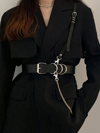 1pc Damesmode PU leren tailleband, gotische jarretelstijl accessoire voor dagelijkse outfit