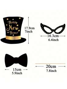 Kit di 2025 cornice per foto per festa di Capodanno e 10 accessori, decorazioni in carta per photobooth adatte per feste di vacanza, celebrazioni di Capodanno, Natale, senza piume, con motivi assortiti