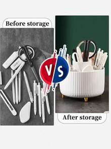 1 件旋转笔筒桌面收纳盒，多功能化妆刷架，360° 旋转化妆刷架收纳盒，台面化妆品收纳盒，化妆品收纳和护肤品收纳，适用于梳妆台、桌面、浴室，是情人节、圣诞节和新年的理想选择 - 彩色 - 查看 8