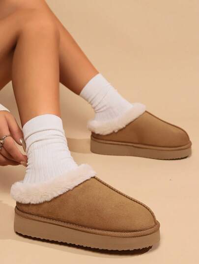 Women Plush Warm Slippers, Comfortable Winter Snow Shoes