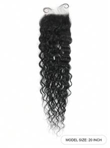 20 英寸卷发人发水波纹 3 束 4x4 蕾丝封口 预拔发际线透明蕾丝前片 带婴儿头发 自然发质