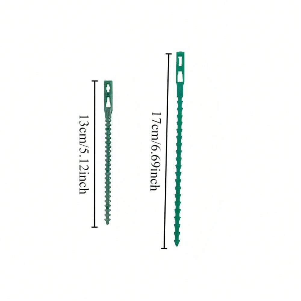 30pcs Green Plastic Fish Bone Plant Ties, MultiPurpose Gardening Twist