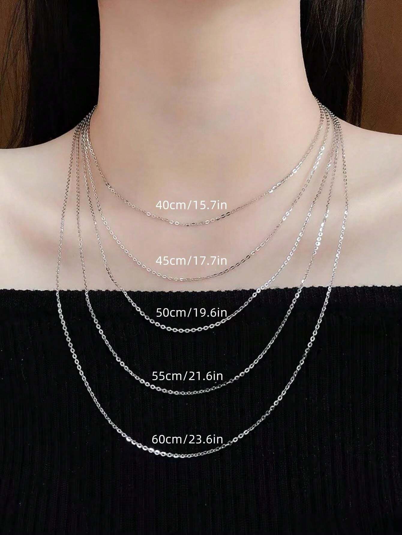 1pcs S925 Sterling Silver Chain Necklace Elegant Minimalist Design